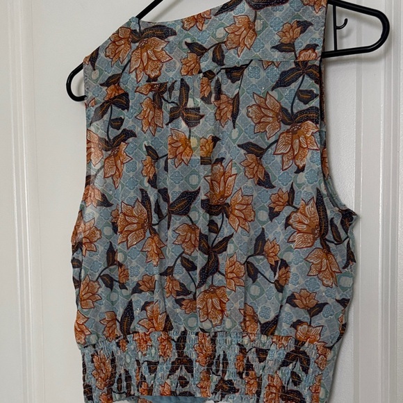 Rachel Zoe Sleeveless Floral Blouse - Blue and Orange - Picture 6 of 8